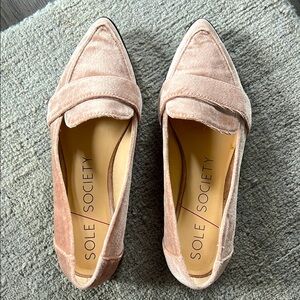Sole Society Pink Velvet Loafers